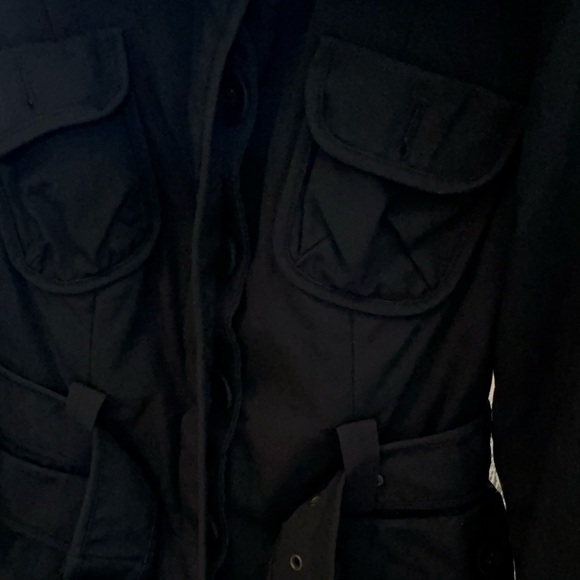 Banana Republic Black Jacket Coat with Faux Fur Detachable Collar - Picture 9 of 16